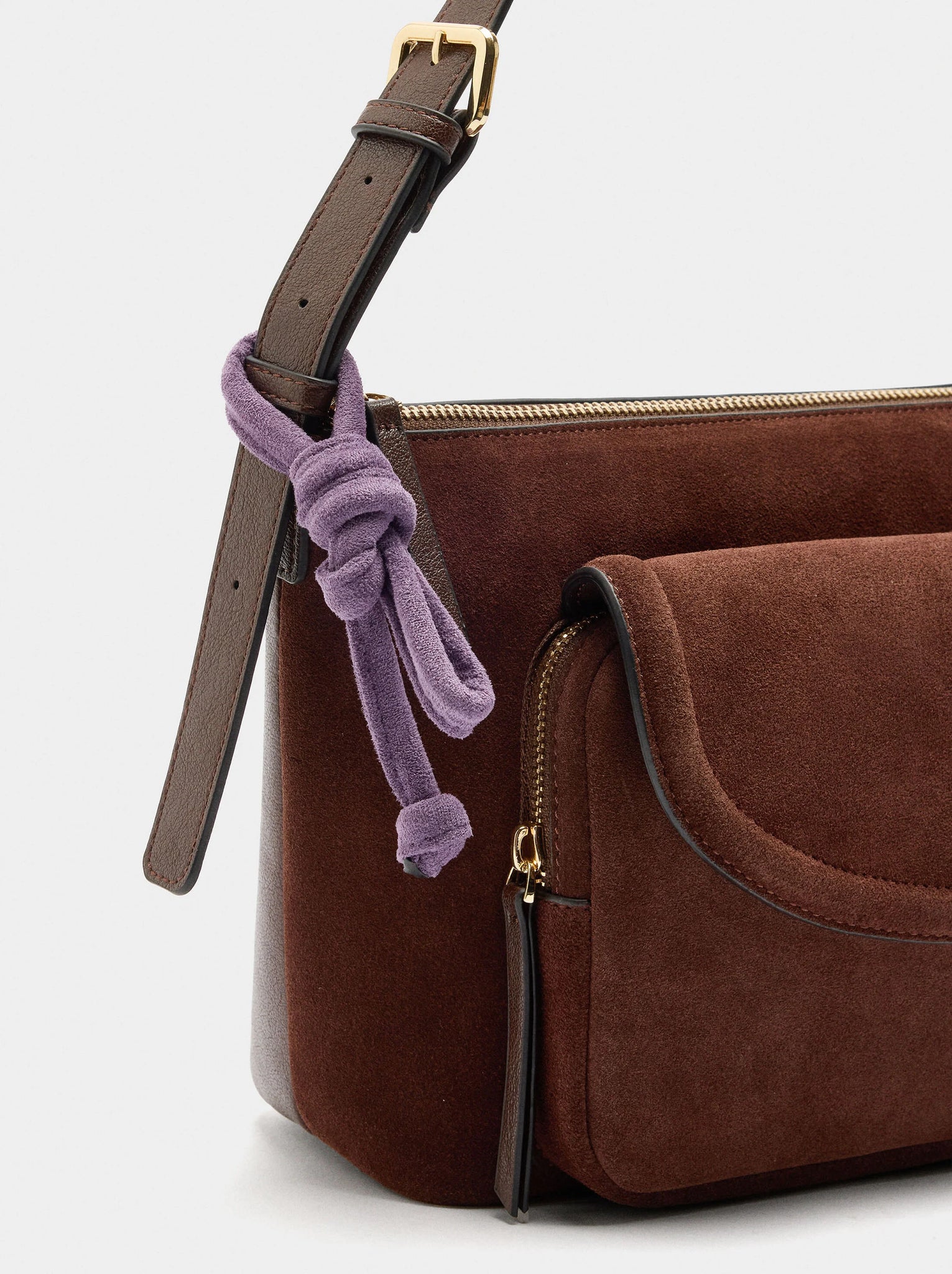Bolso de hombro con piel