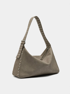 Bolso de mano efecto piel con tachuelas