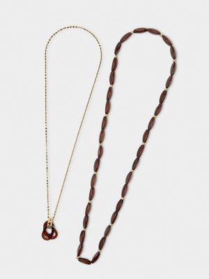 Collar largo doble efecto piedra