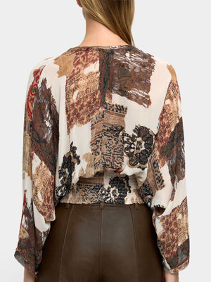Blusa estampada semitransparente