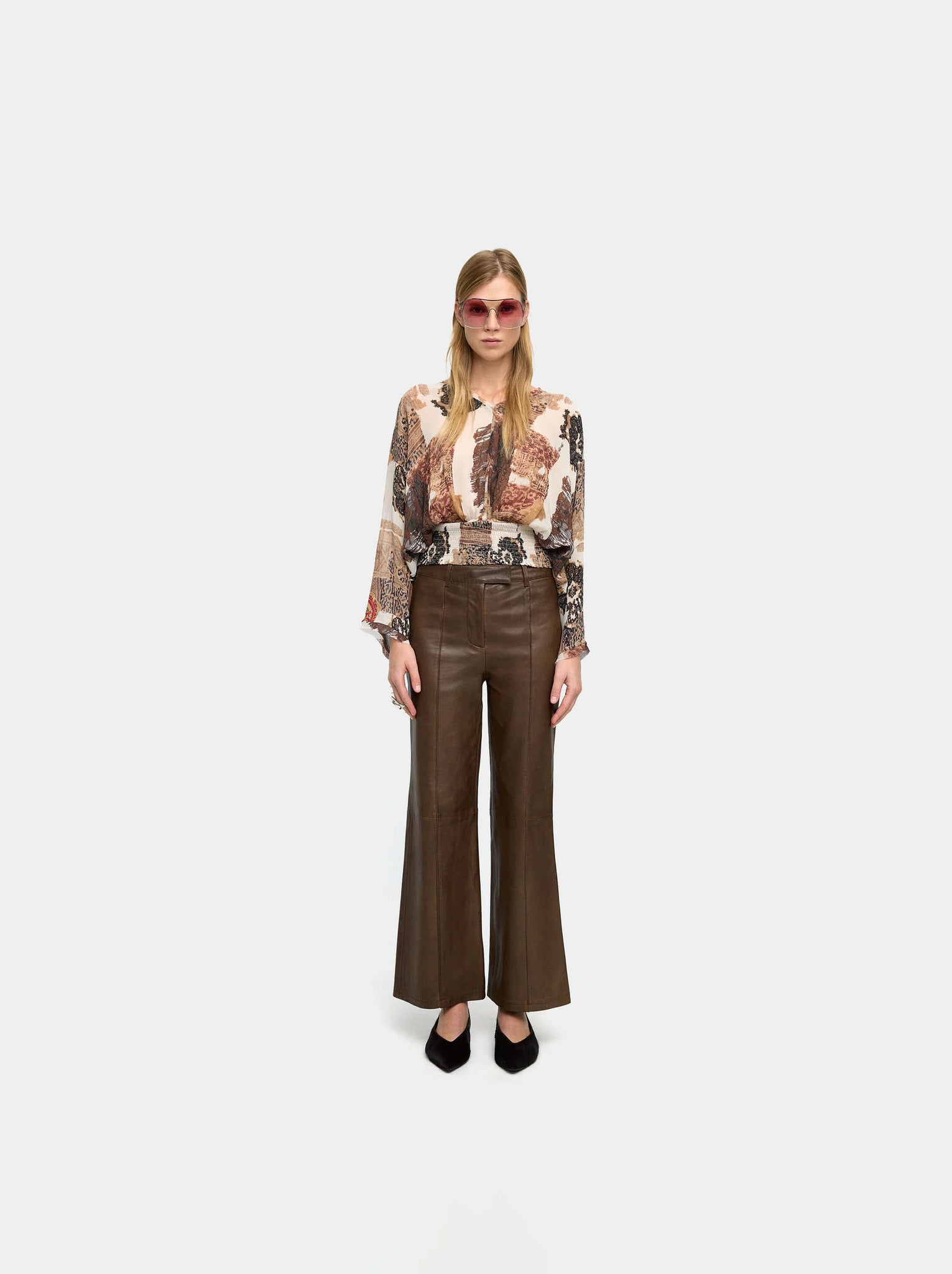 Blusa estampada semitransparente