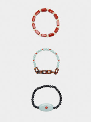 Set de pulseras multicolor con resina