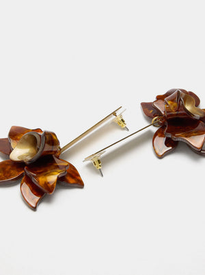 Pendientes maxi barra con flor
