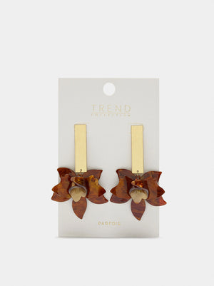 Pendientes maxi barra con flor