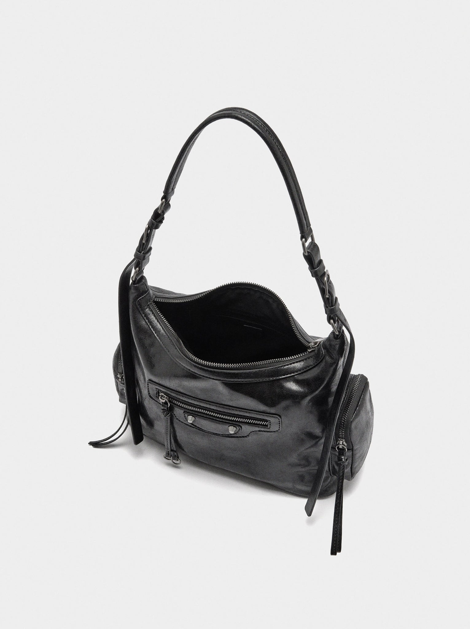 Bolso de hombro de efecto envejecido