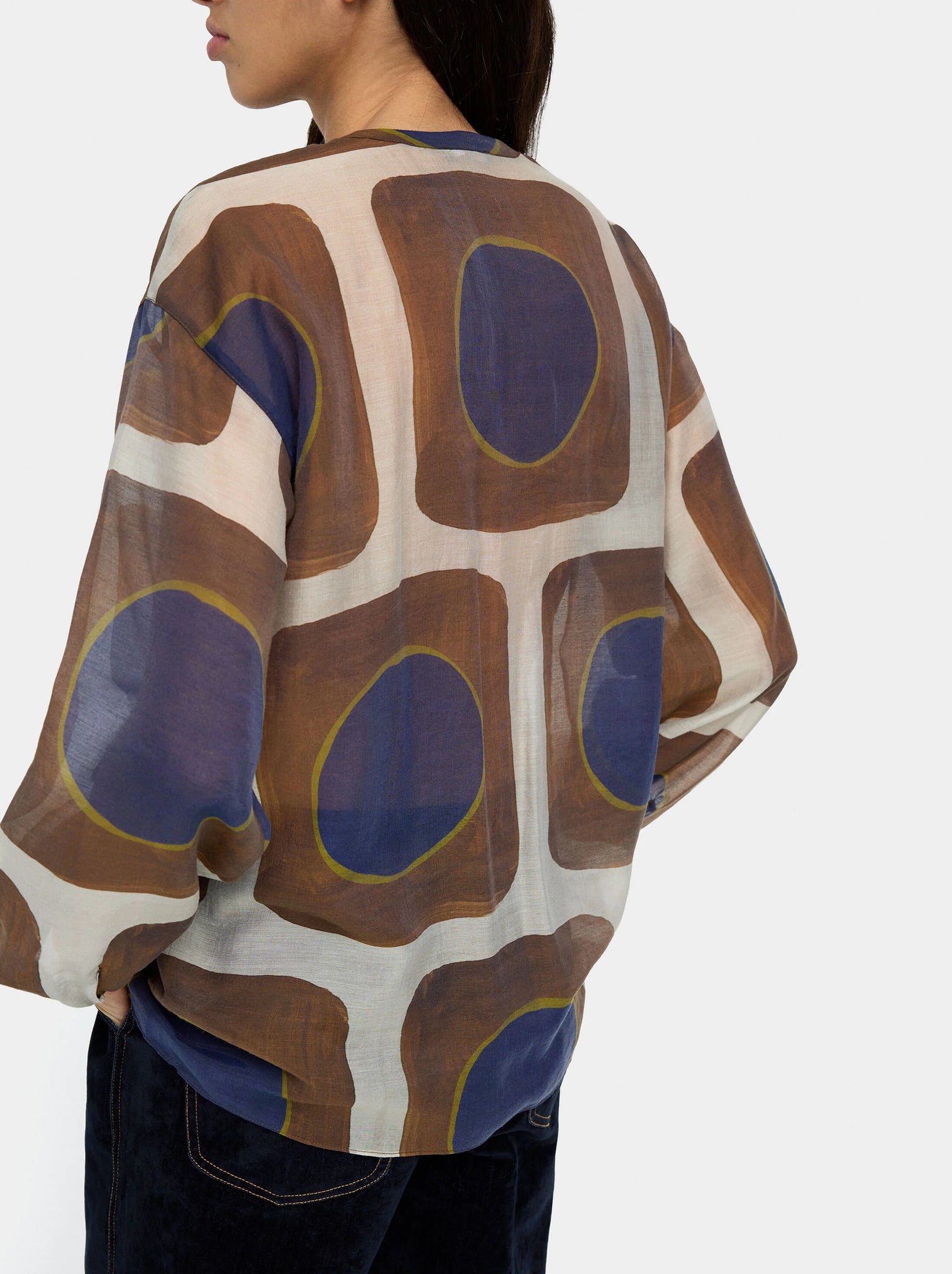 Blusa estampada semitransparente