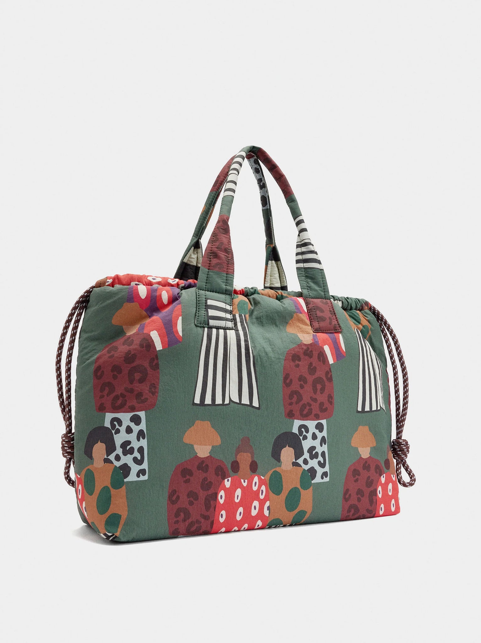 Bolso shopper estampado de nylon reversible