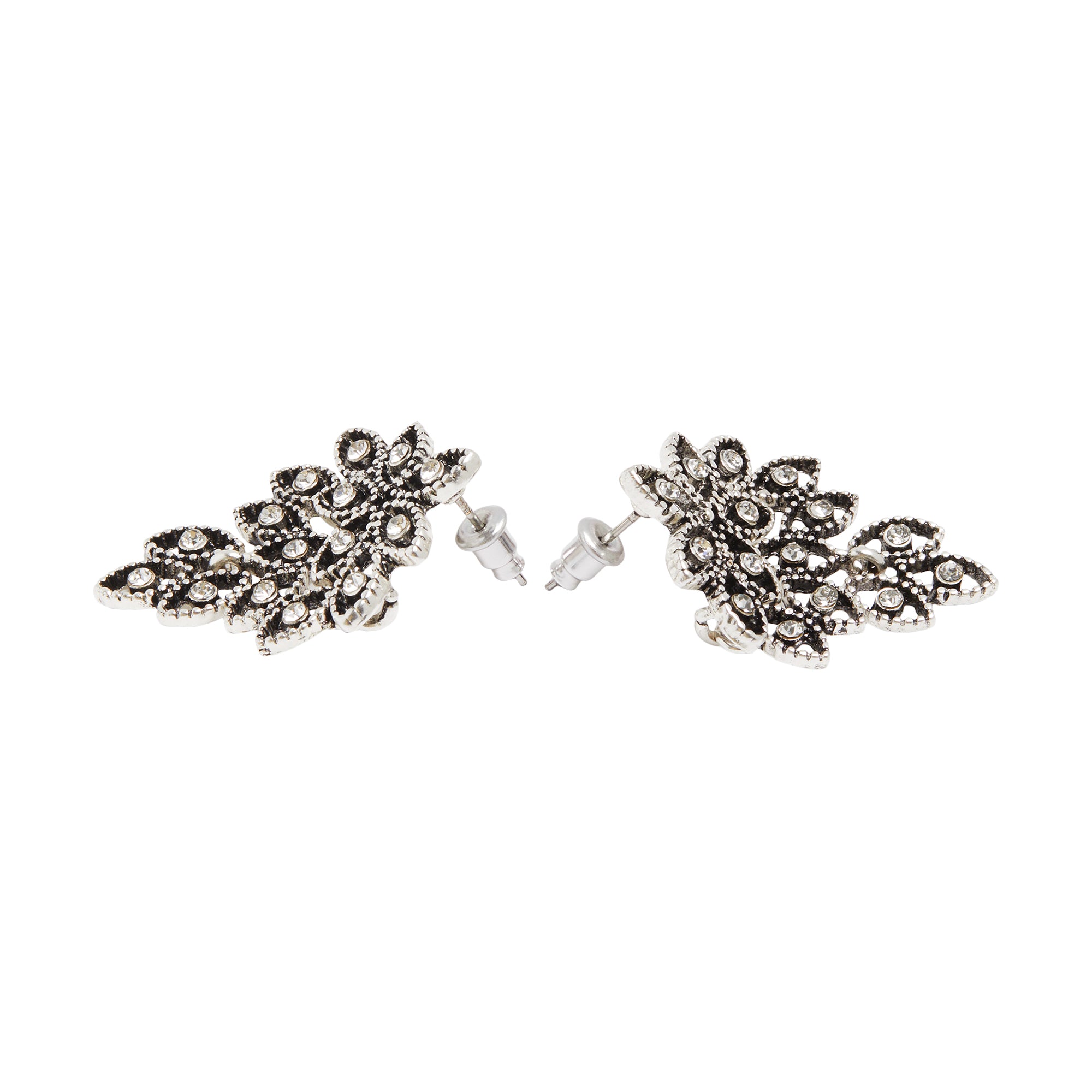 Pendientes Plateados Con Brillantes